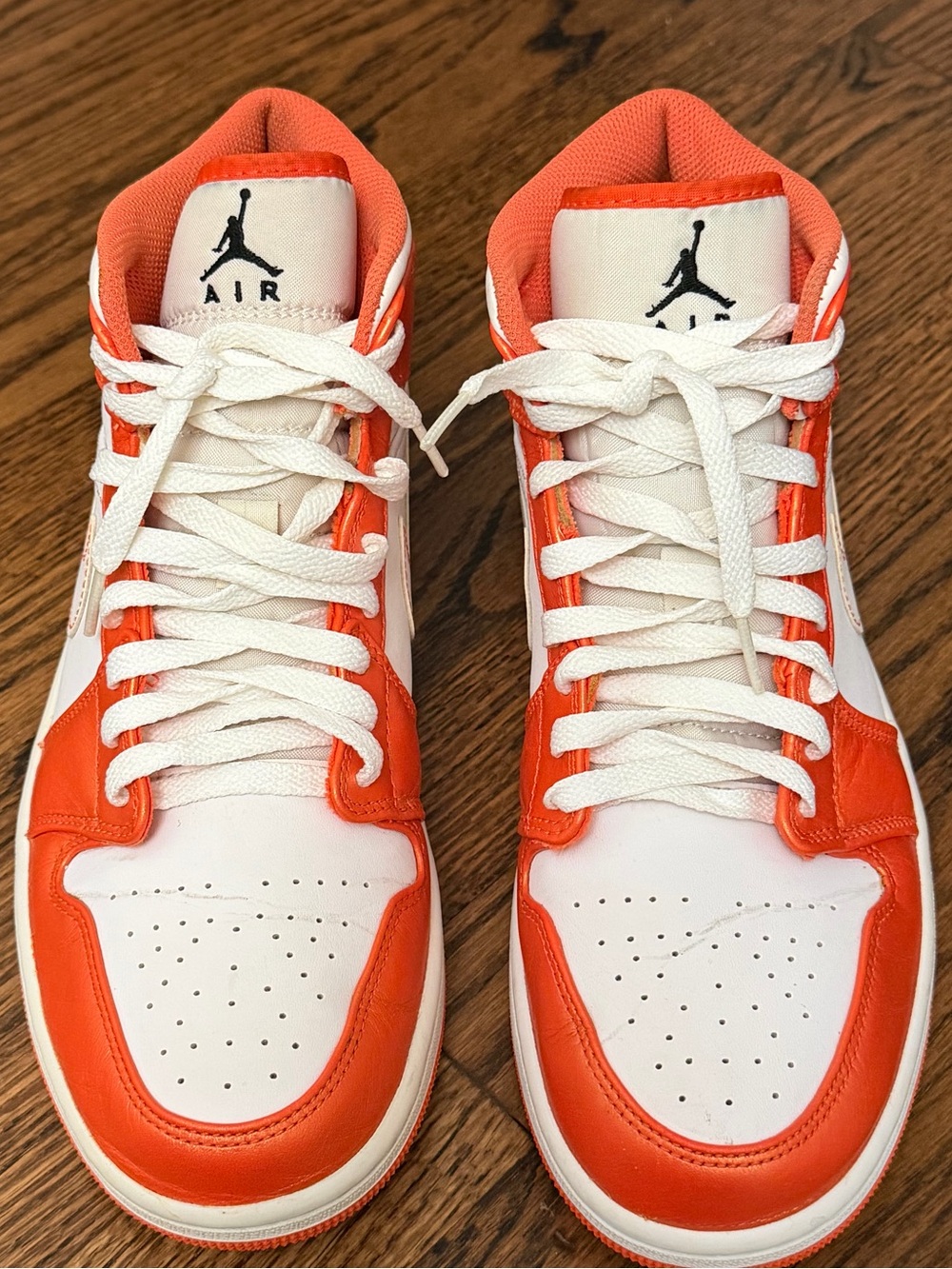 Jordan Mid-Top Sneakers in White & Orange